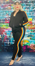 Load image into Gallery viewer, Black Rainbow Stripe Tracksuit
