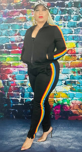 Black Rainbow Stripe Tracksuit