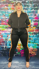 Load image into Gallery viewer, Black Rainbow Stripe Tracksuit
