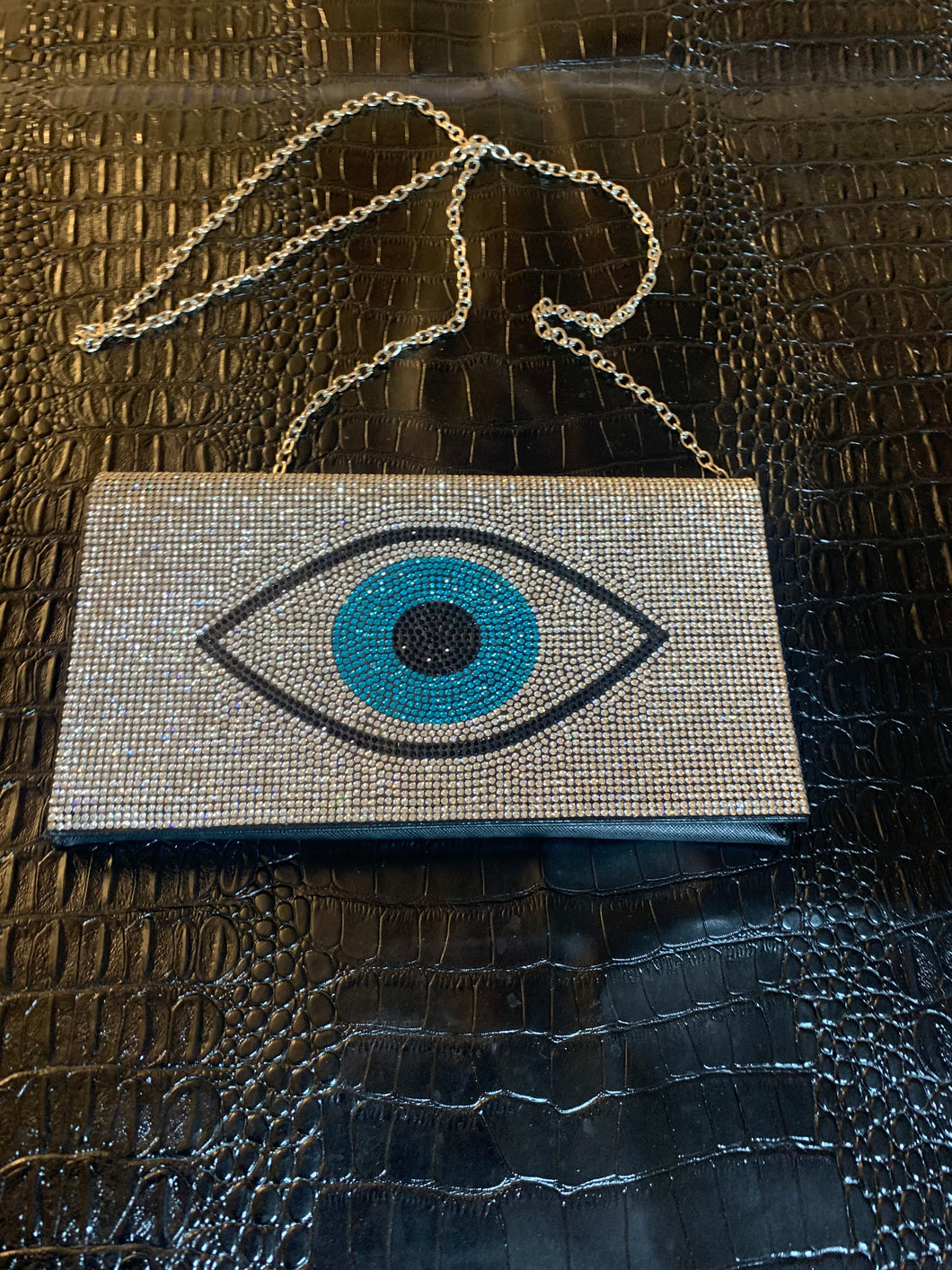 Evil Eye Rhinestone Clutch